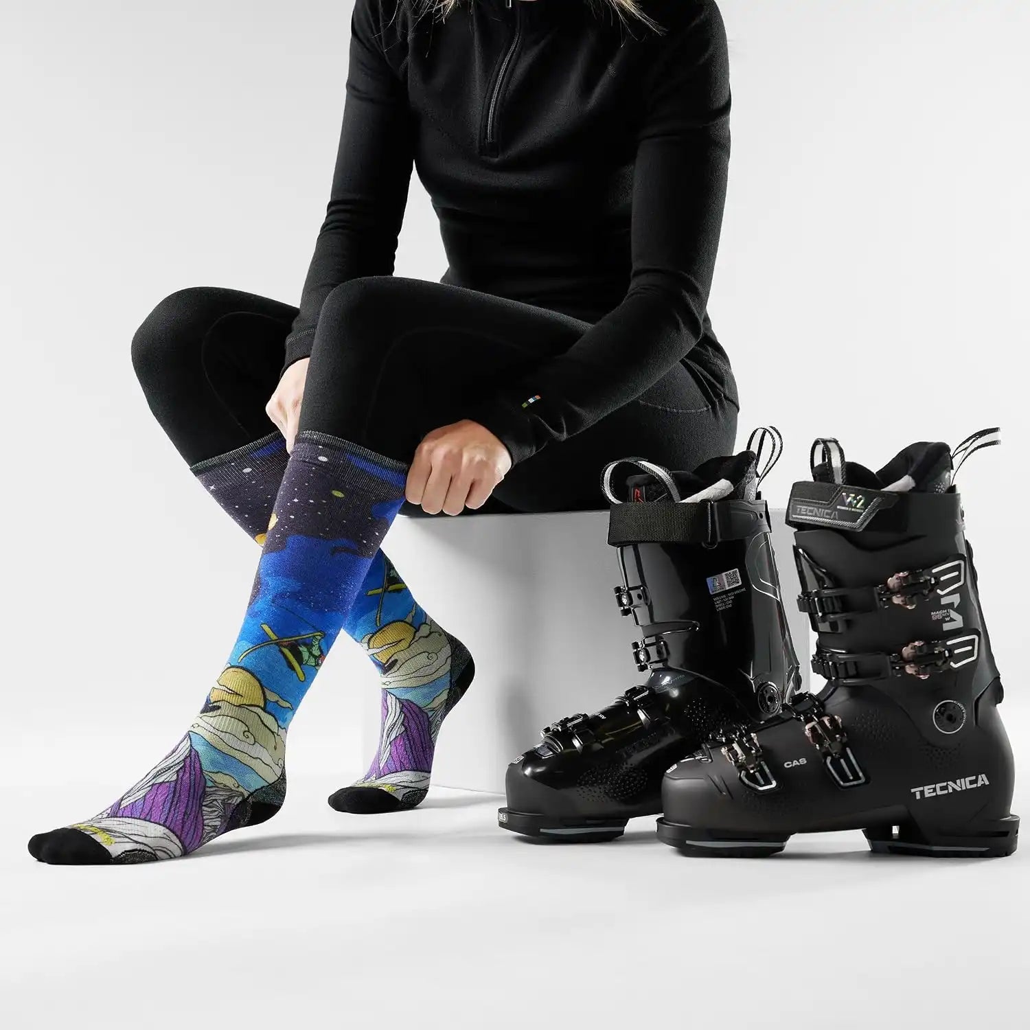 Smartwool Women's Ski Zero Cushion Galactic Ski Print Over the Calf Socks